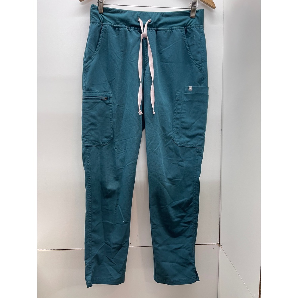 FIGS Technical Collection Womens Medium Teal Blue Cargo Scrub Pants Drawstring